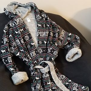 PINK Victorias Secret reversable hooded Robe